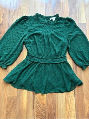 Monteau Woman’s Size M Elegant Green Sheer Blouse